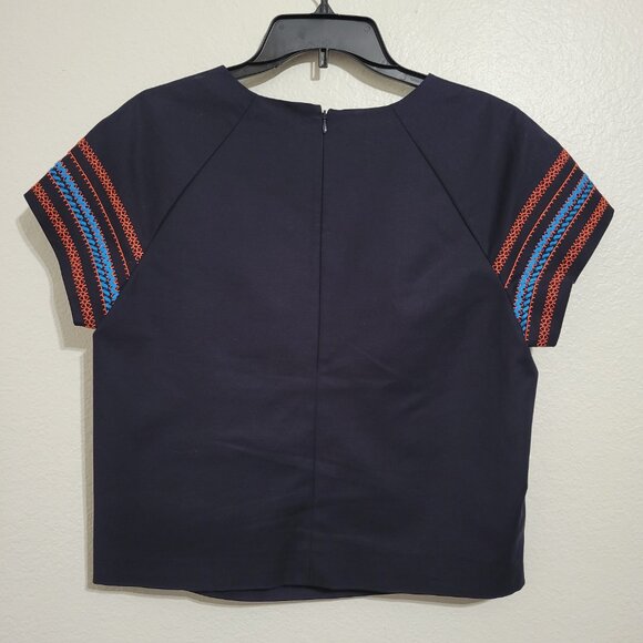 Brooks Brothers Embroidered Navy Blue 2-piece Set Top & Skirt Size 8 - Picture 4 of 14